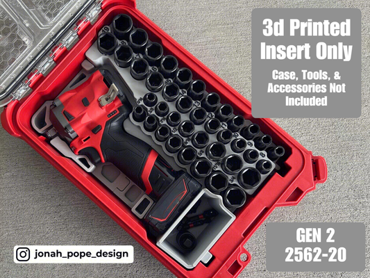 Jonah Pope Design 3d Printed Insert Designed for Milwaukee Packout Organizer and GEN2 M12 Stubby 3/8" Impact (Insert Only)