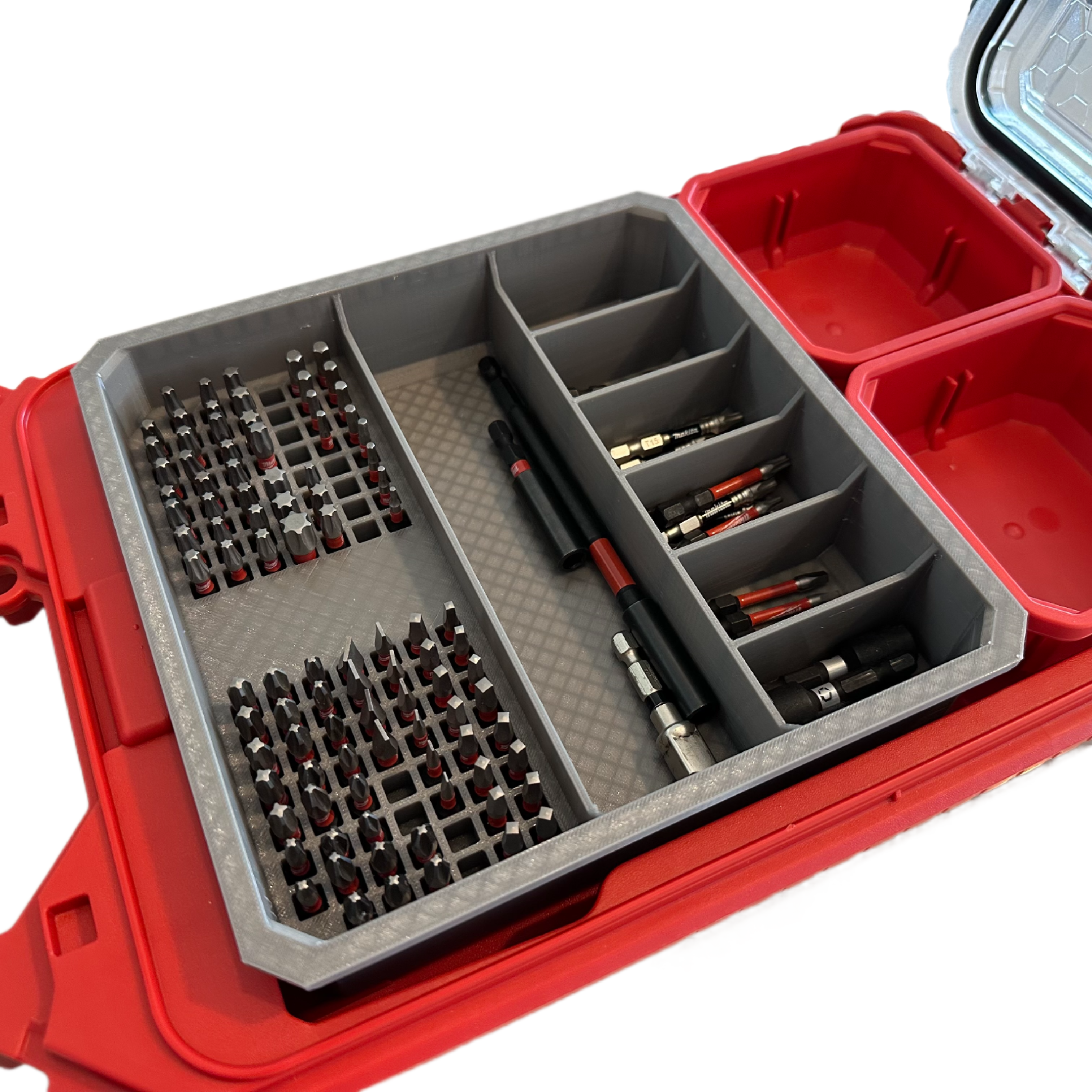 ToolCraft3d Design 3d Printed Impact Bit Organizer Designed For Milwaukee PACKOUT Low Profile Organizers (7 Compartment + 110 Bit)