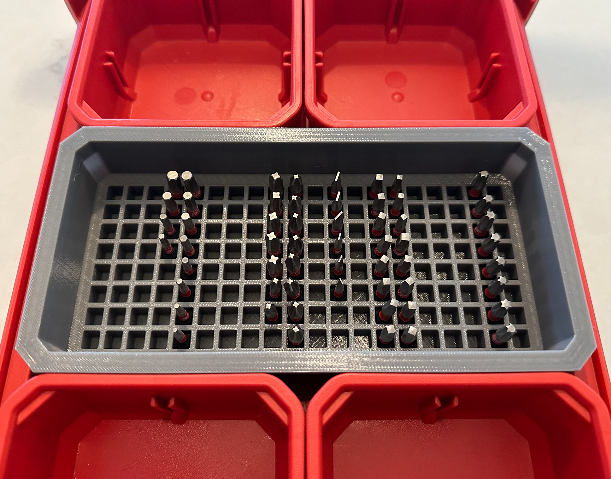 ToolCraft3d Design 3d Printed Impact Bit Holder Insert Designed For Milwaukee PACKOUT Low Profile Organizers (160 Bit)