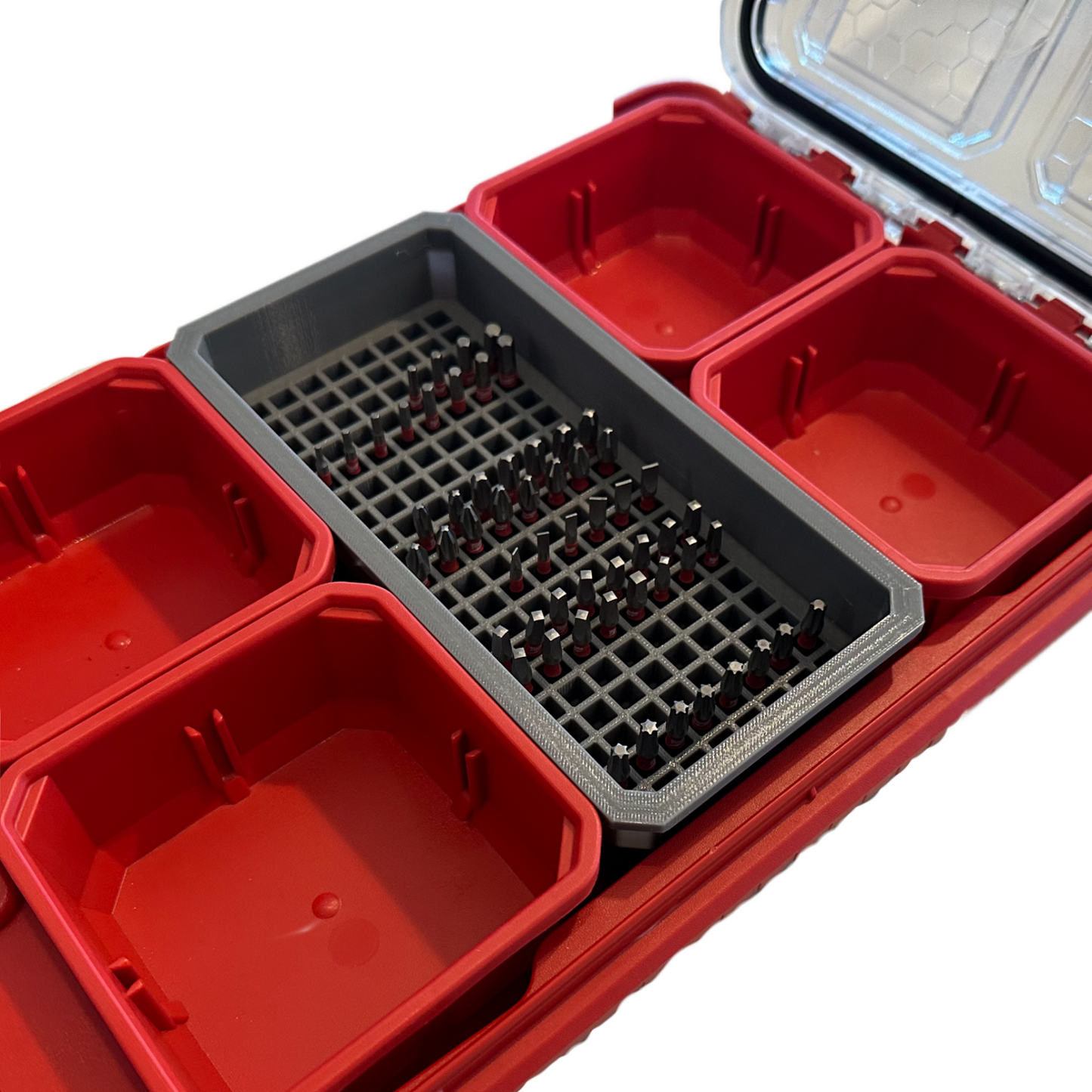 ToolCraft3d Design 3d Printed Impact Bit Holder Insert Designed For Milwaukee PACKOUT Low Profile Organizers (160 Bit)