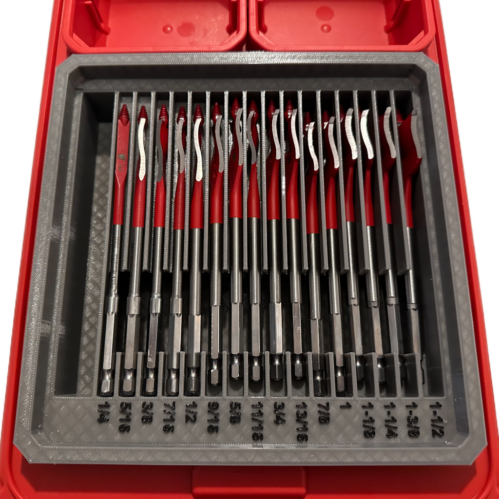 ToolCraft3d Design 3d Printed Insert Designed for Diablo SPEEDemon Spade Drill Bits and Milwaukee PACKOUT Low Profile Organizer