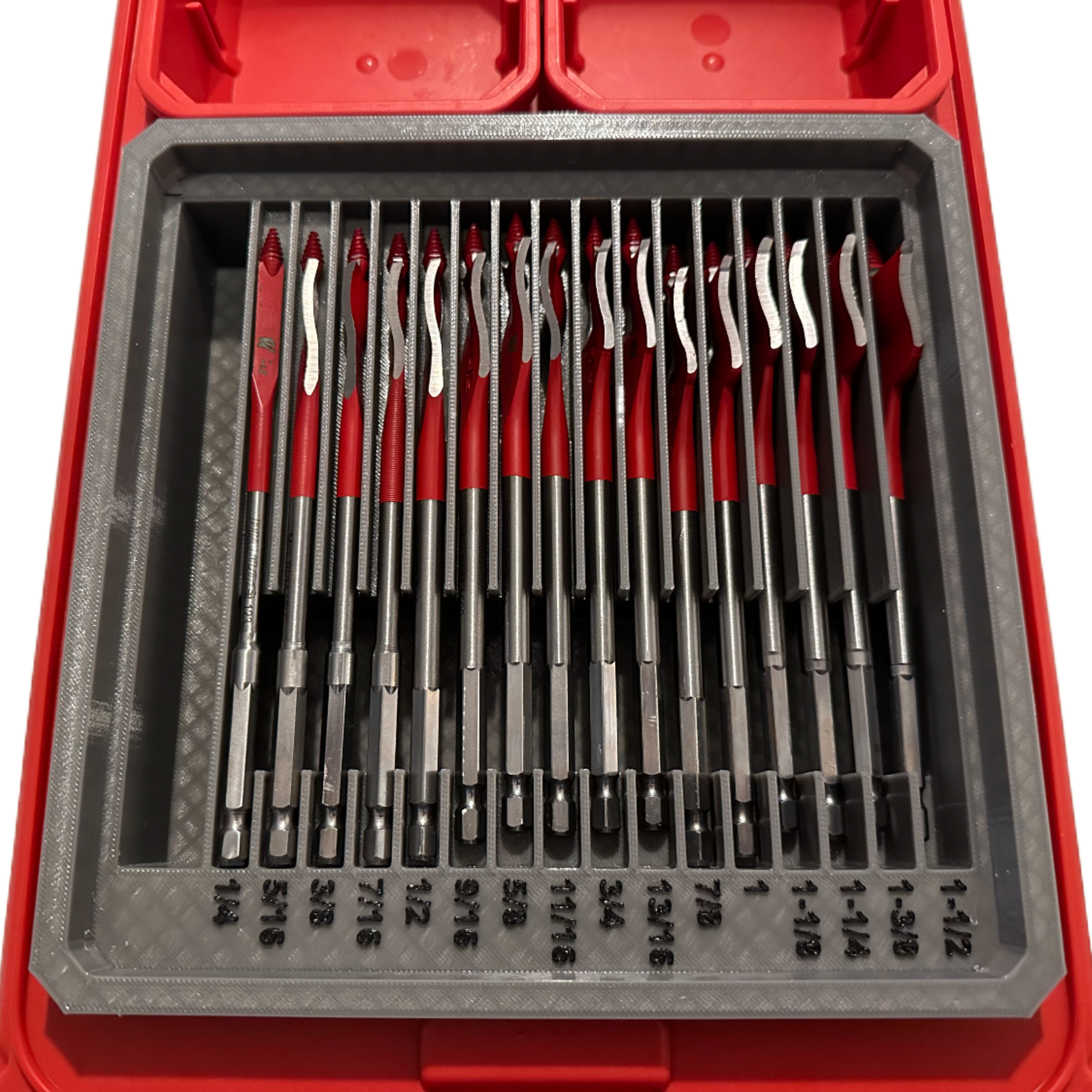 ToolCraft3d Design 3d Printed Insert Designed for Diablo SPEEDemon Spade Drill Bits and Milwaukee PACKOUT Low Profile Organizer