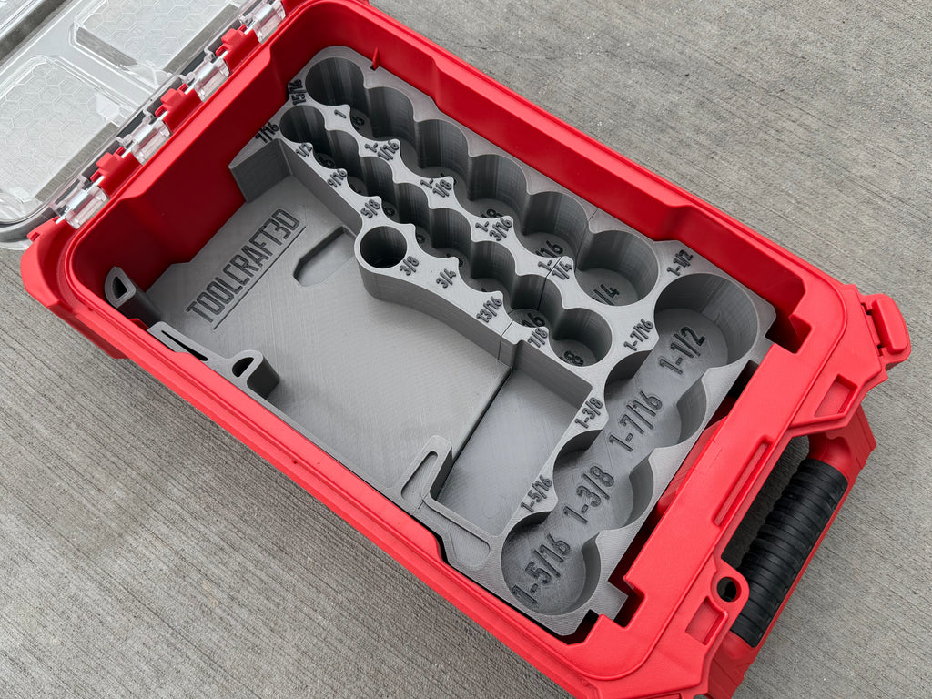 TOOLCRAFT3D Design 3d Printed Insert Designed for Milwaukee Packout Organizer and M12 Stubby 1/2" Impact (Insert Only)