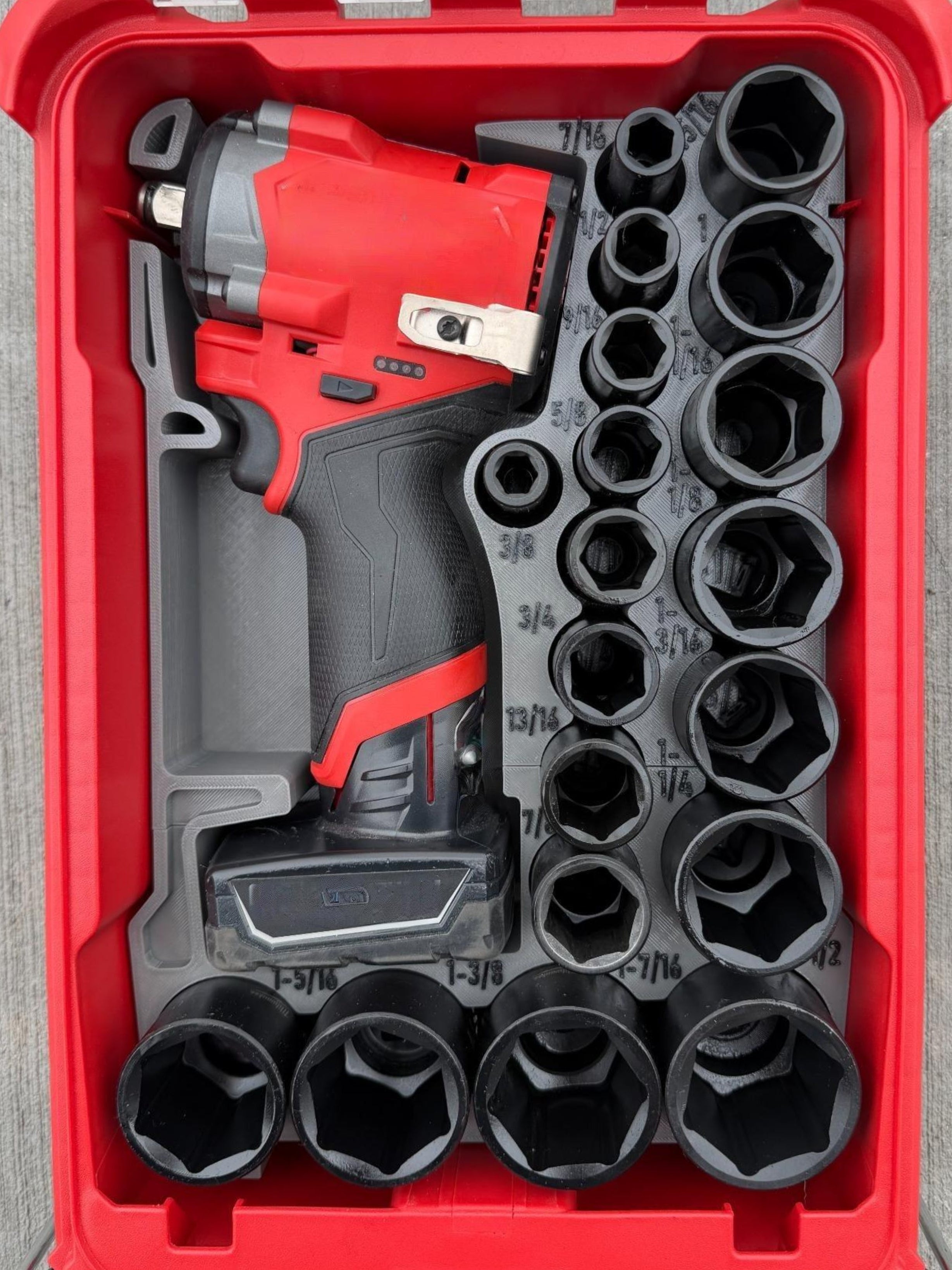 TOOLCRAFT3D Design 3d Printed Insert Designed for Milwaukee Packout Organizer and M12 Stubby 1/2" Impact (Insert Only)