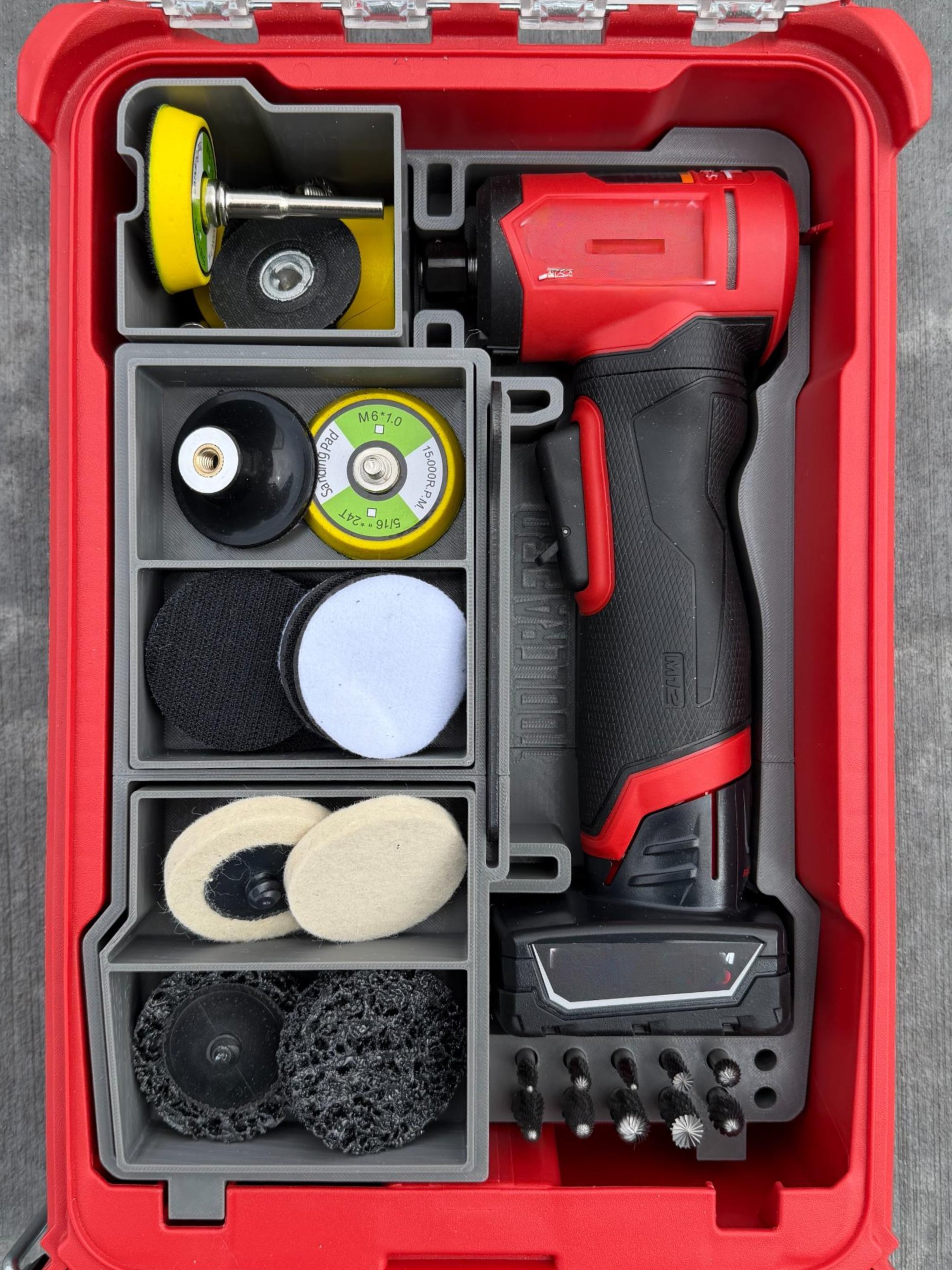 TOOLCRAFT3D Design 3d Printed Insert Designed for Milwaukee M12 Right Angle Die Grinder (3485-20) & Packout Organizer (Insert Only)