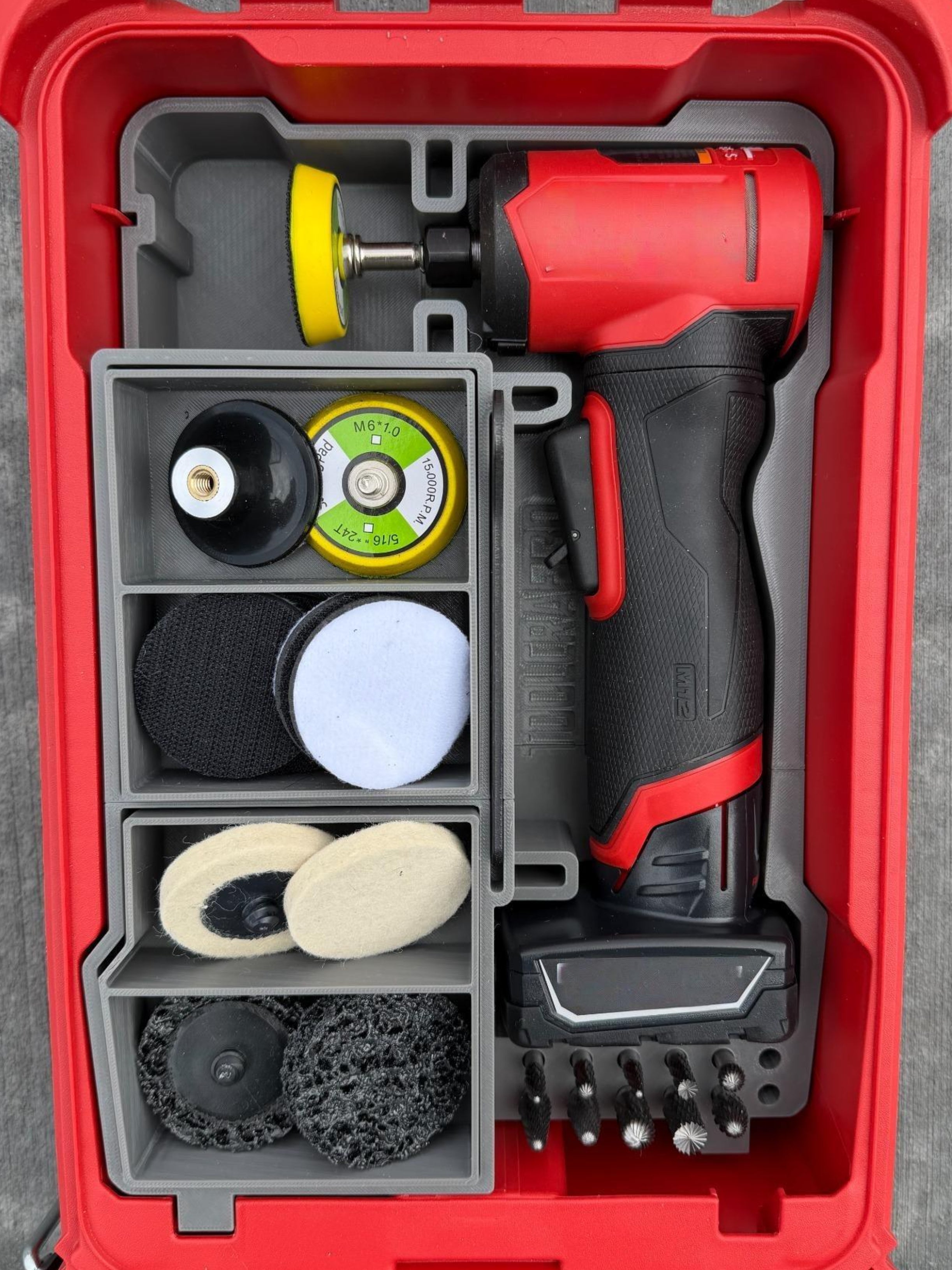 TOOLCRAFT3D Design 3d Printed Insert Designed for Milwaukee M12 Right Angle Die Grinder (3485-20) & Packout Organizer (Insert Only)
