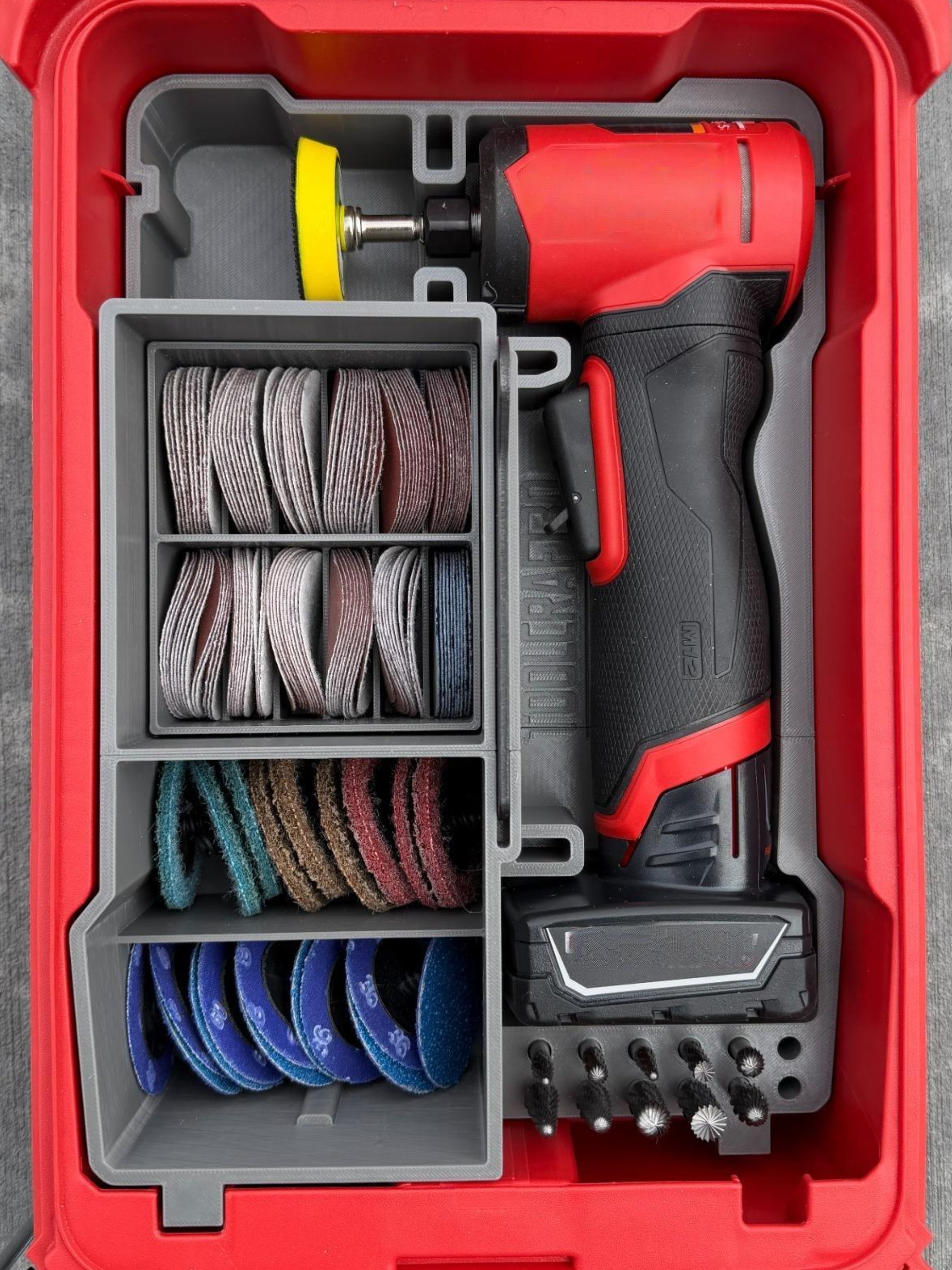 TOOLCRAFT3D Design 3d Printed Insert Designed for Milwaukee M12 Right Angle Die Grinder (3485-20) & Packout Organizer (Insert Only)