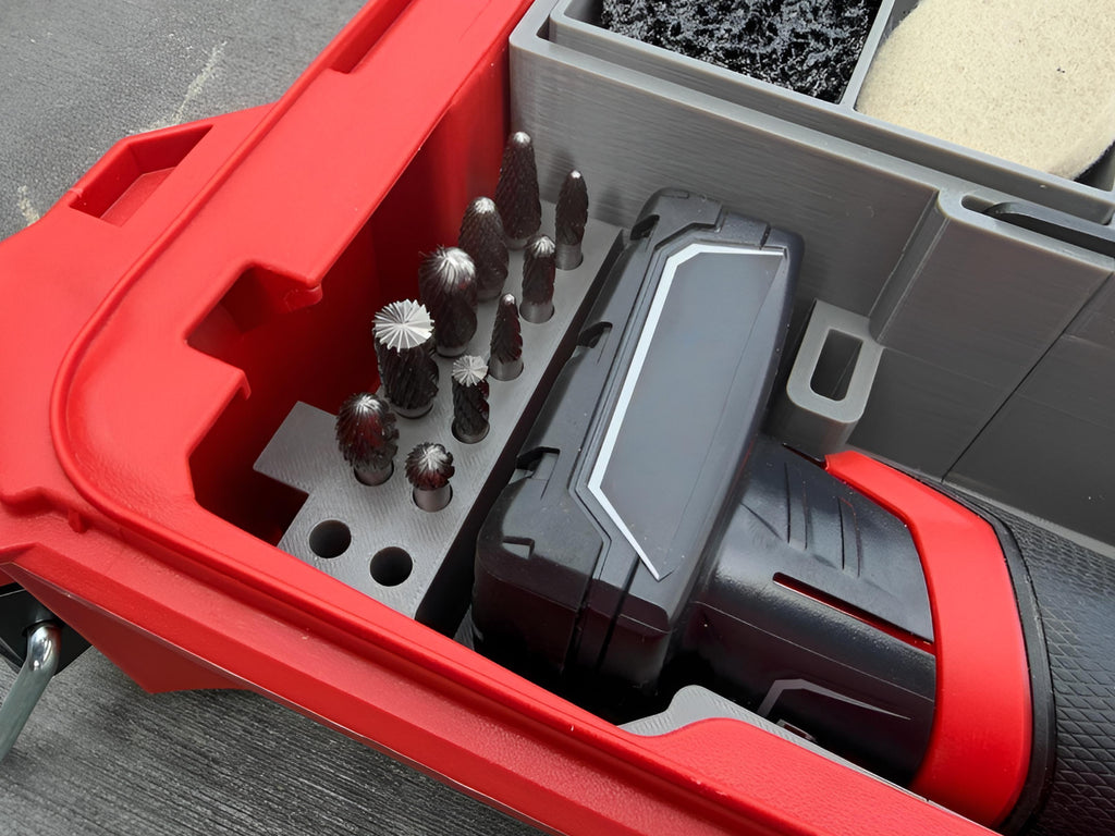TOOLCRAFT3D Design 3d Printed Insert Designed for Milwaukee M12 Right Angle Die Grinder (3485-20) & Packout Organizer (Insert Only)