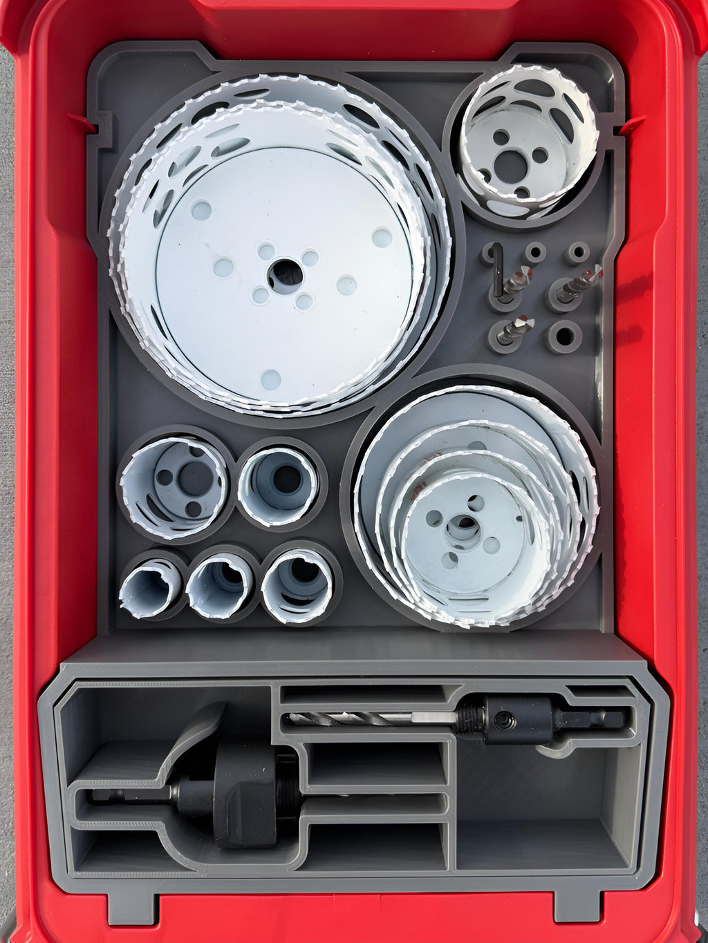 TOOLCRAFT3D Design 3d Printed Insert Hole Saw Organizer (21-piece, 49-22-4171) Designed for Milwaukee Packout Organizer (Insert Only)