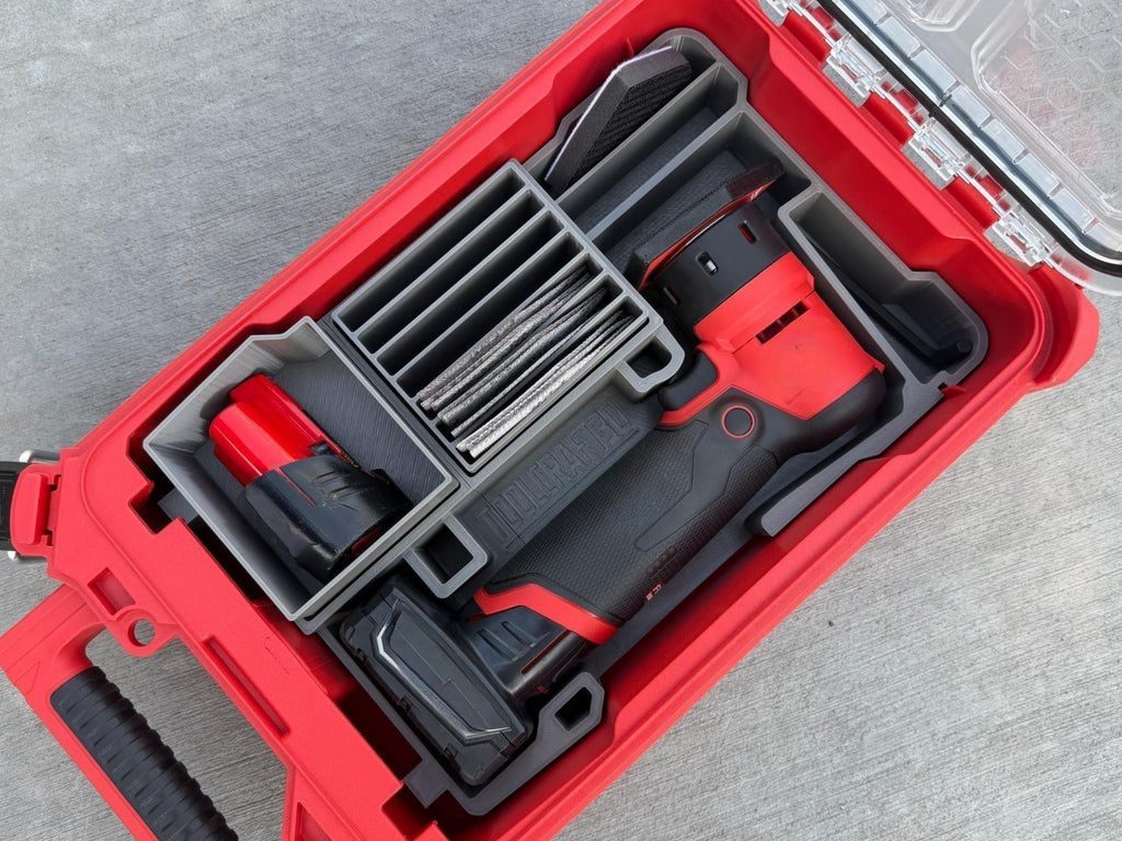 TOOLCRAFT3D Design 3d Printed Insert Designed for Milwaukee M12 Orbital Detail Sander (2531-20) & Packout Organizer (Insert Only)