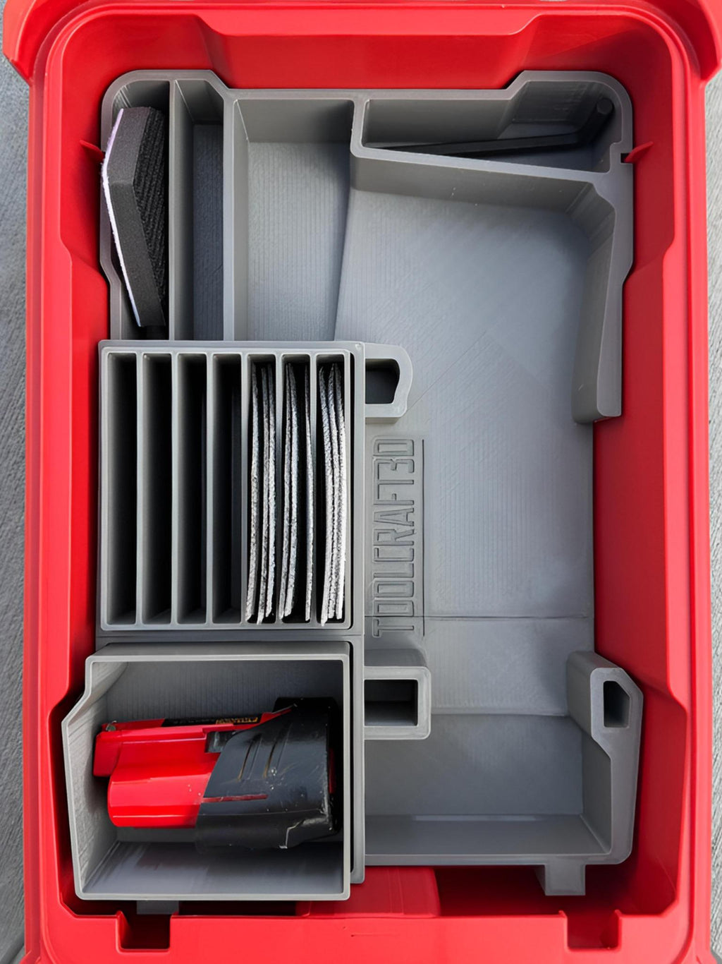 TOOLCRAFT3D Design 3d Printed Insert Designed for Milwaukee M12 Orbital Detail Sander (2531-20) & Packout Organizer (Insert Only)