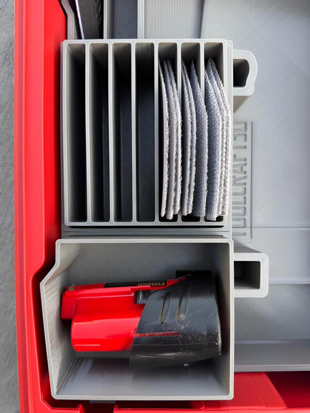 TOOLCRAFT3D Design 3d Printed Insert Designed for Milwaukee M12 Orbital Detail Sander (2531-20) & Packout Organizer (Insert Only)