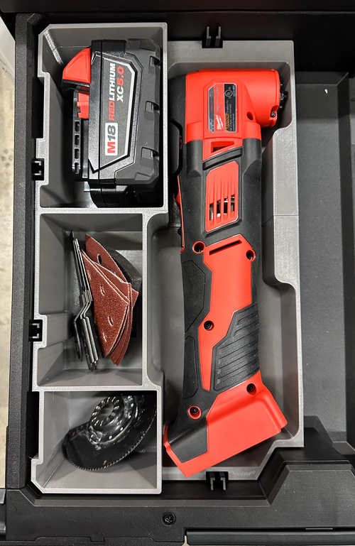 GarageInOrder 3d Printed Insert Designed for Milwaukee M18 Multi-tool and Toughbuilt Stacktech Drawer