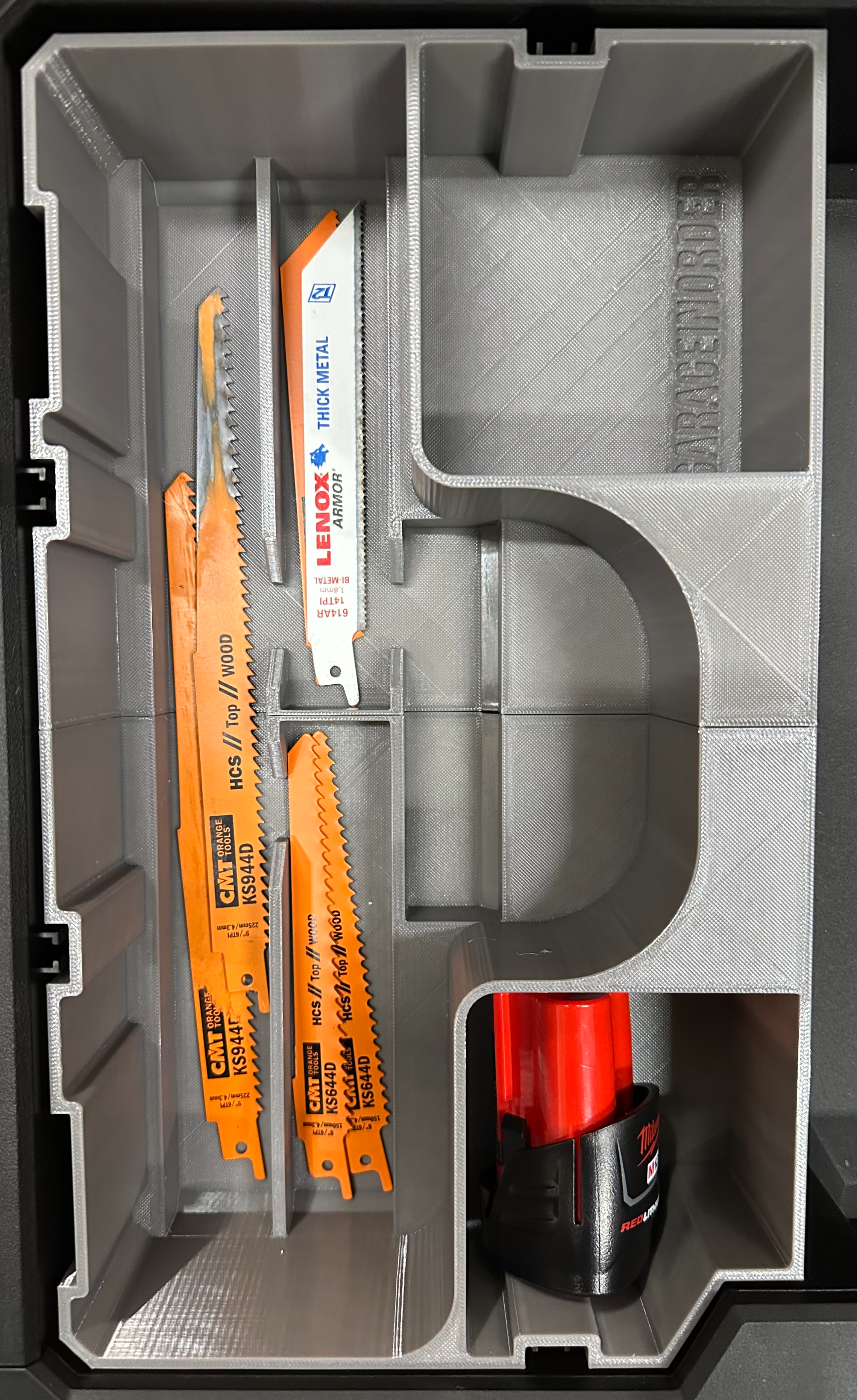 GarageInOrder 3d Printed Insert Designed for Milwaukee M12 Hackzall and Toughbuilt Stacktech Drawer