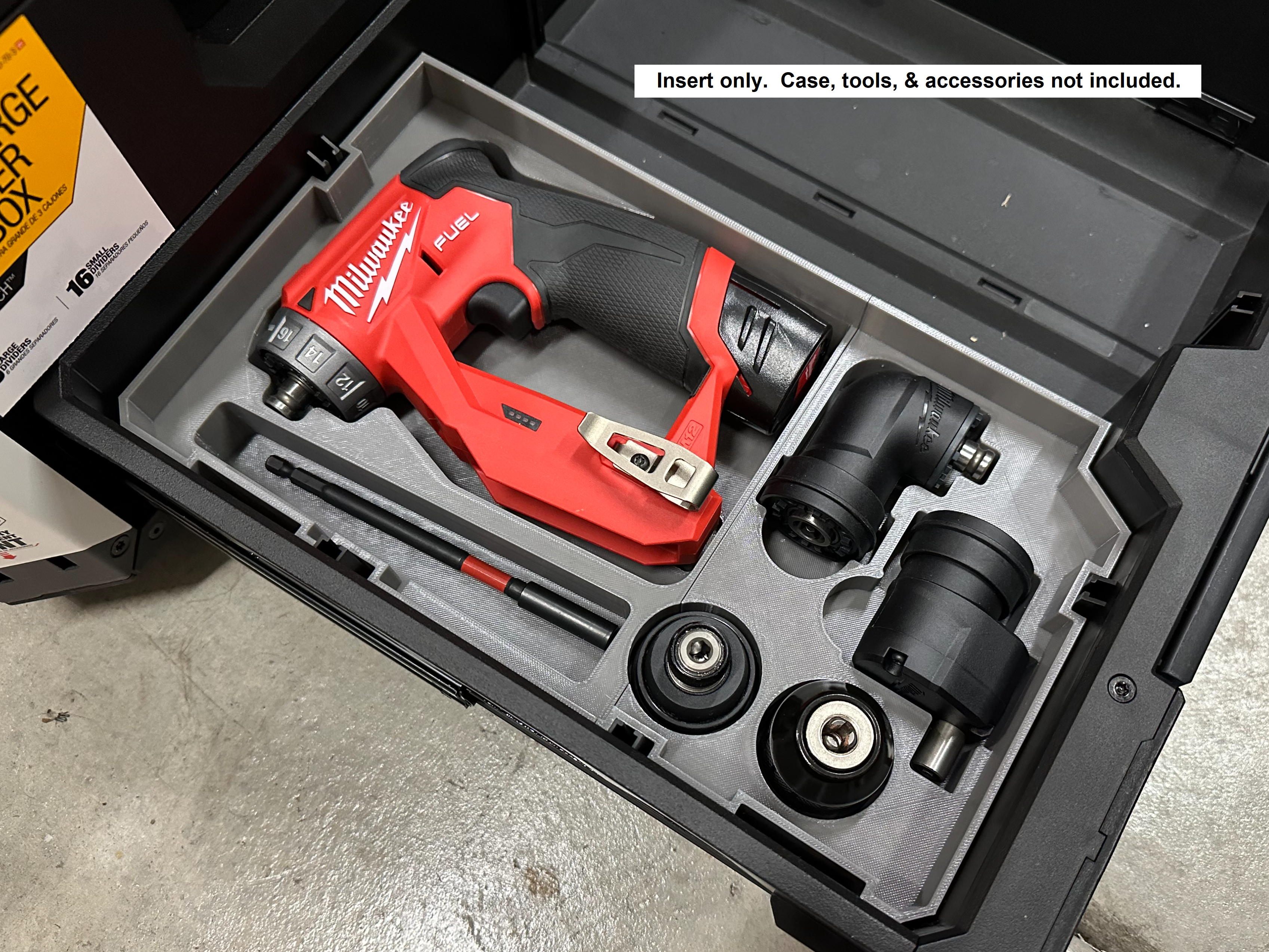 GarageInOrder 3d Printed Insert Designed for Milwaukee M12 Installation Driver and Toughbuilt Stacktech Drawer