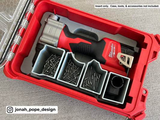 Jonah Pope Design 3d Printed Insert Designed for Milwaukee M12 Rivet Gun and Milwaukee Packout Organizer