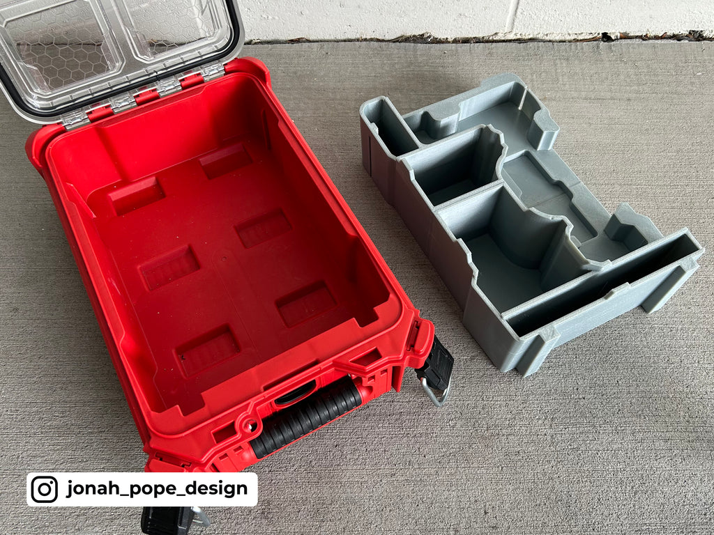 Jonah Pope Design 3d Printed Insert Designed for Milwaukee Right Angle Die Grinder and Milwaukee Packout Organizer