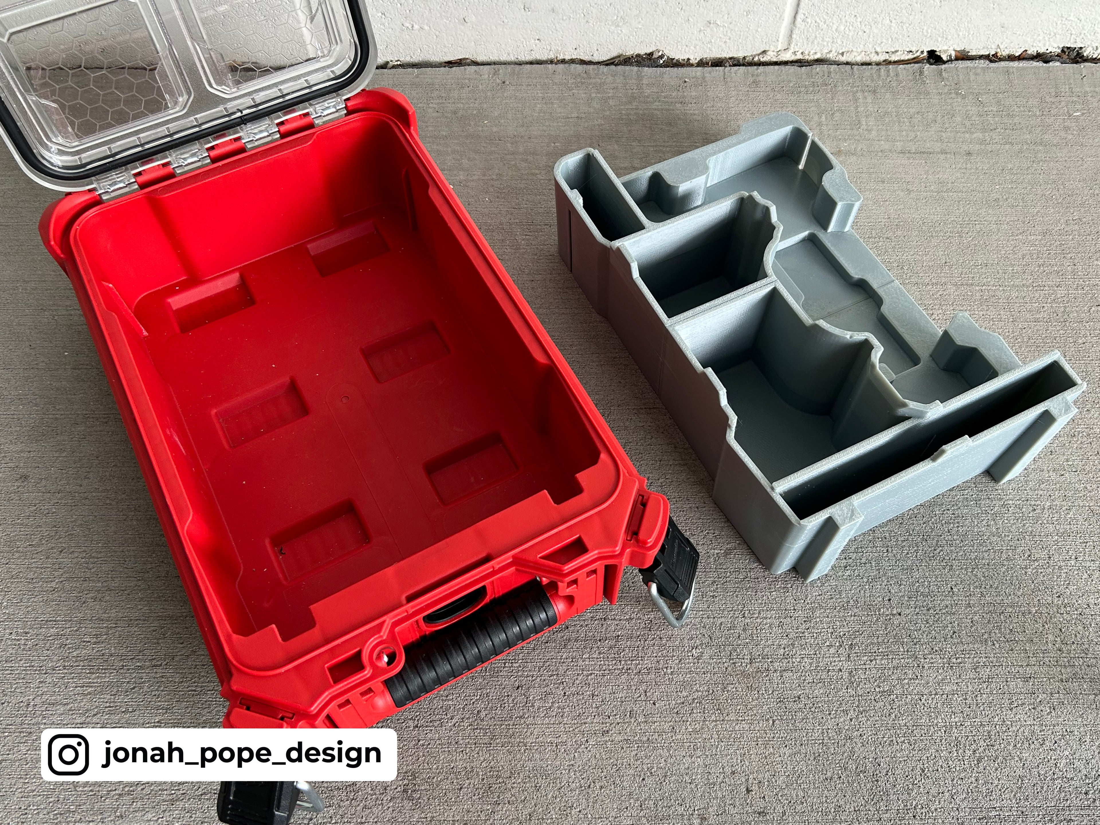 Jonah Pope Design 3d Printed Insert Designed for Milwaukee Right Angle Die Grinder and Milwaukee Packout Organizer
