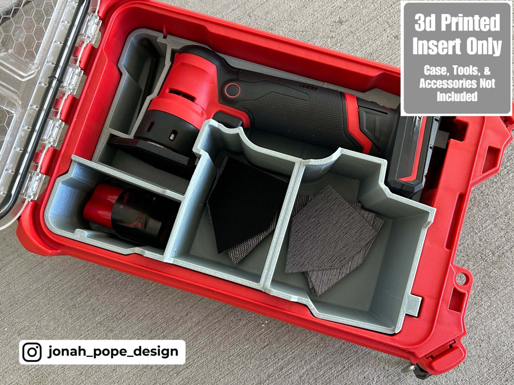 Jonah Pope Design 3d Printed Insert Designed for Milwaukee Packout Organizer and M12 Orbital Detail Sander