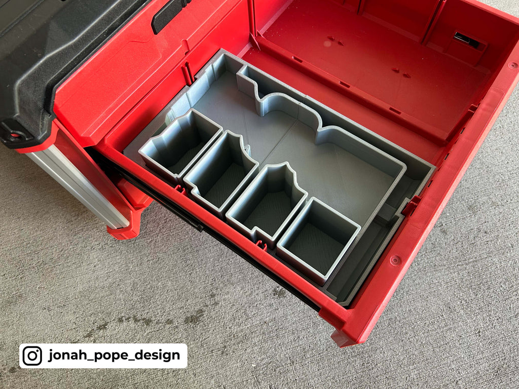 Jonah Pope Design 3d Printed Insert Designed for Milwaukee M12 Rivet Gun and Milwaukee Packout Tool Box Drawer