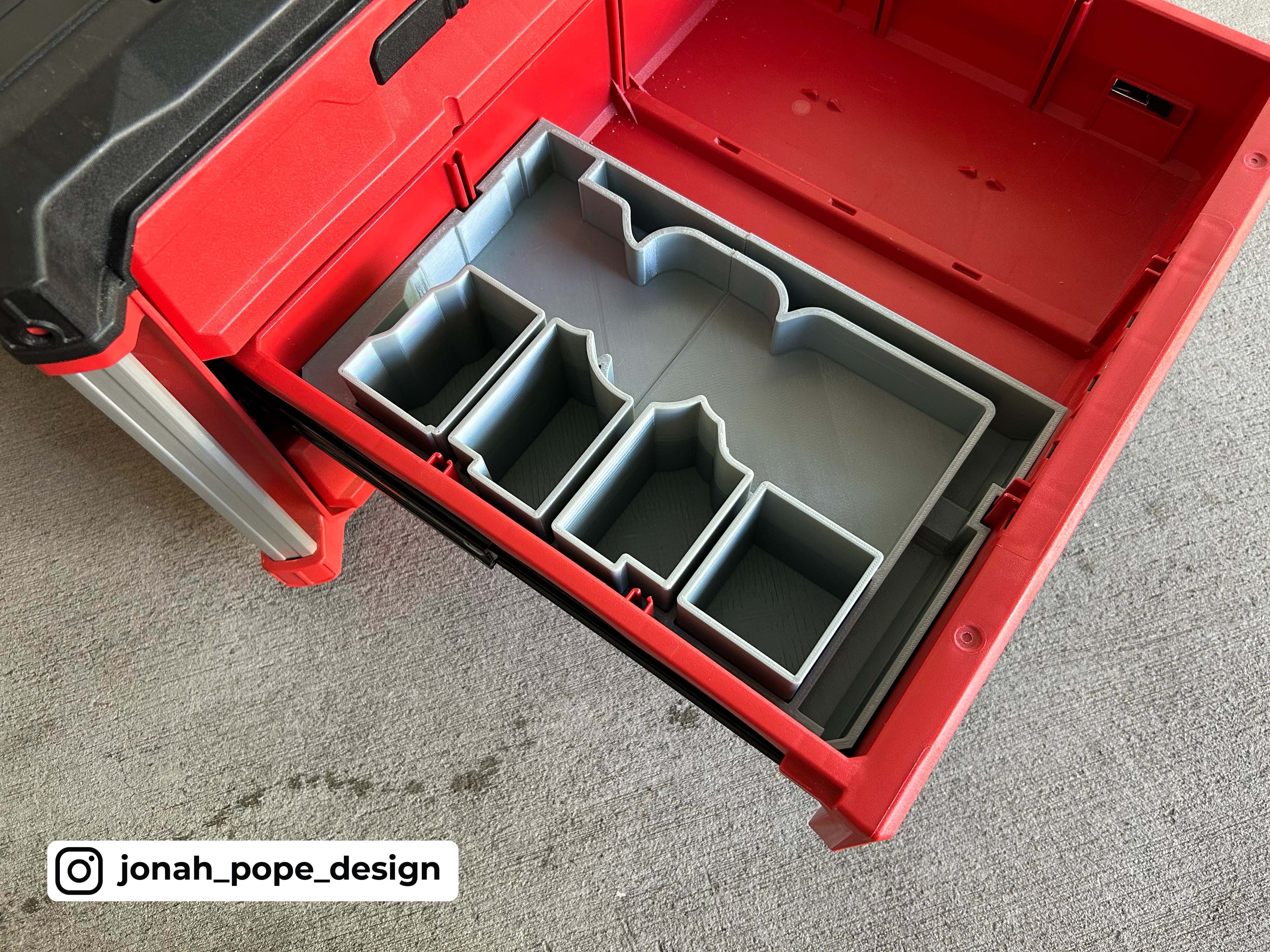 Jonah Pope Design 3d Printed Insert Designed for Milwaukee M12 Rivet Gun and Milwaukee Packout Tool Box Drawer