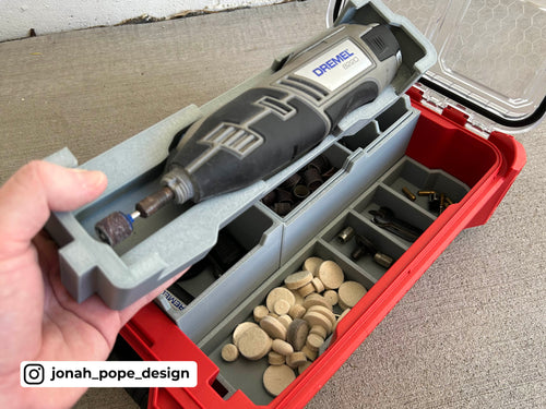 Jonah Pope Design 3d Printed Insert Designed for DREMEL 8220 Rotary Tool and Milwaukee Packout Organizer
