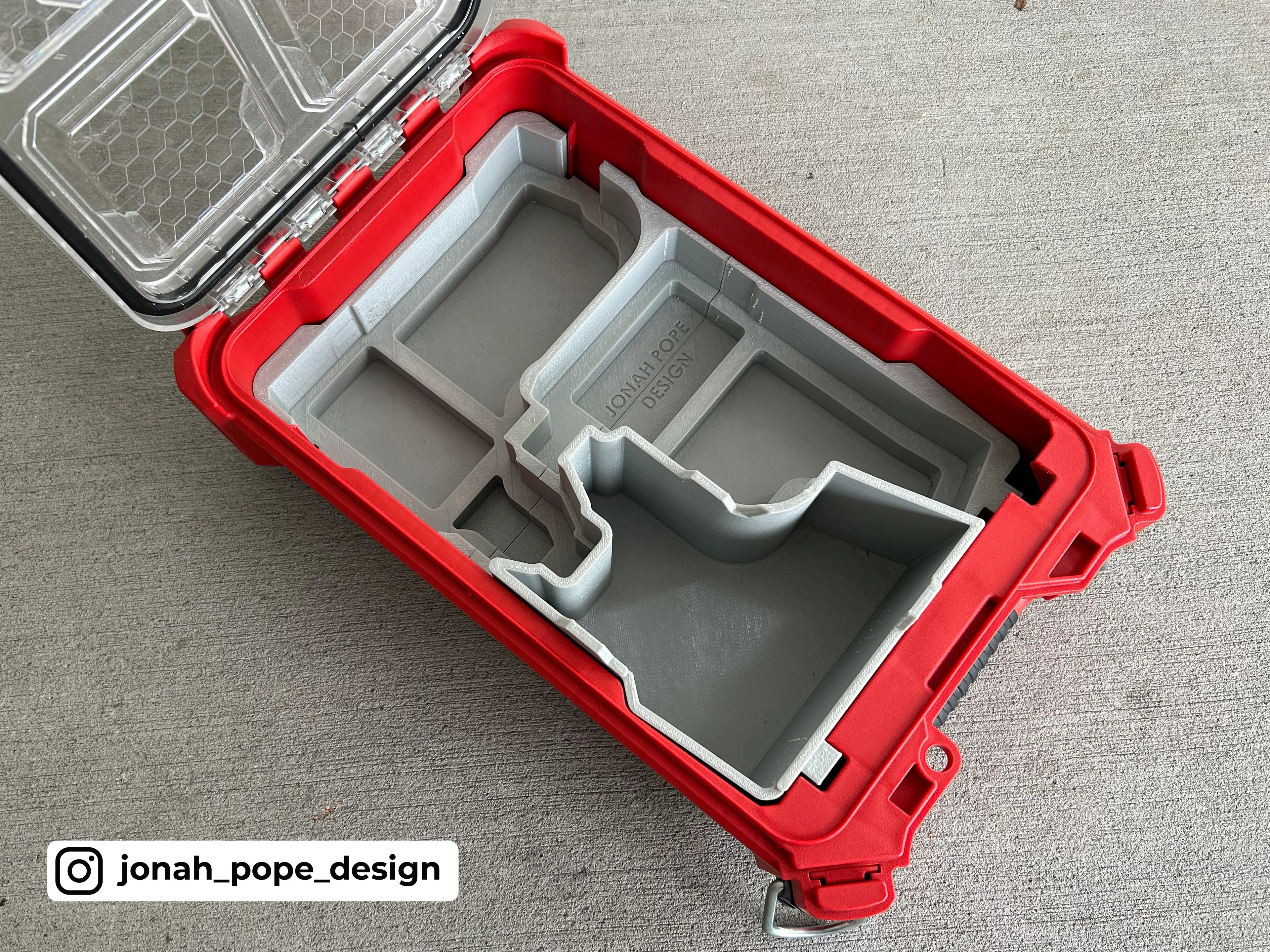Jonah Pope Design 3d Printed Insert Designed for Milwaukee Packout Organizer and Gen3 M12 Drill and Impact Driver