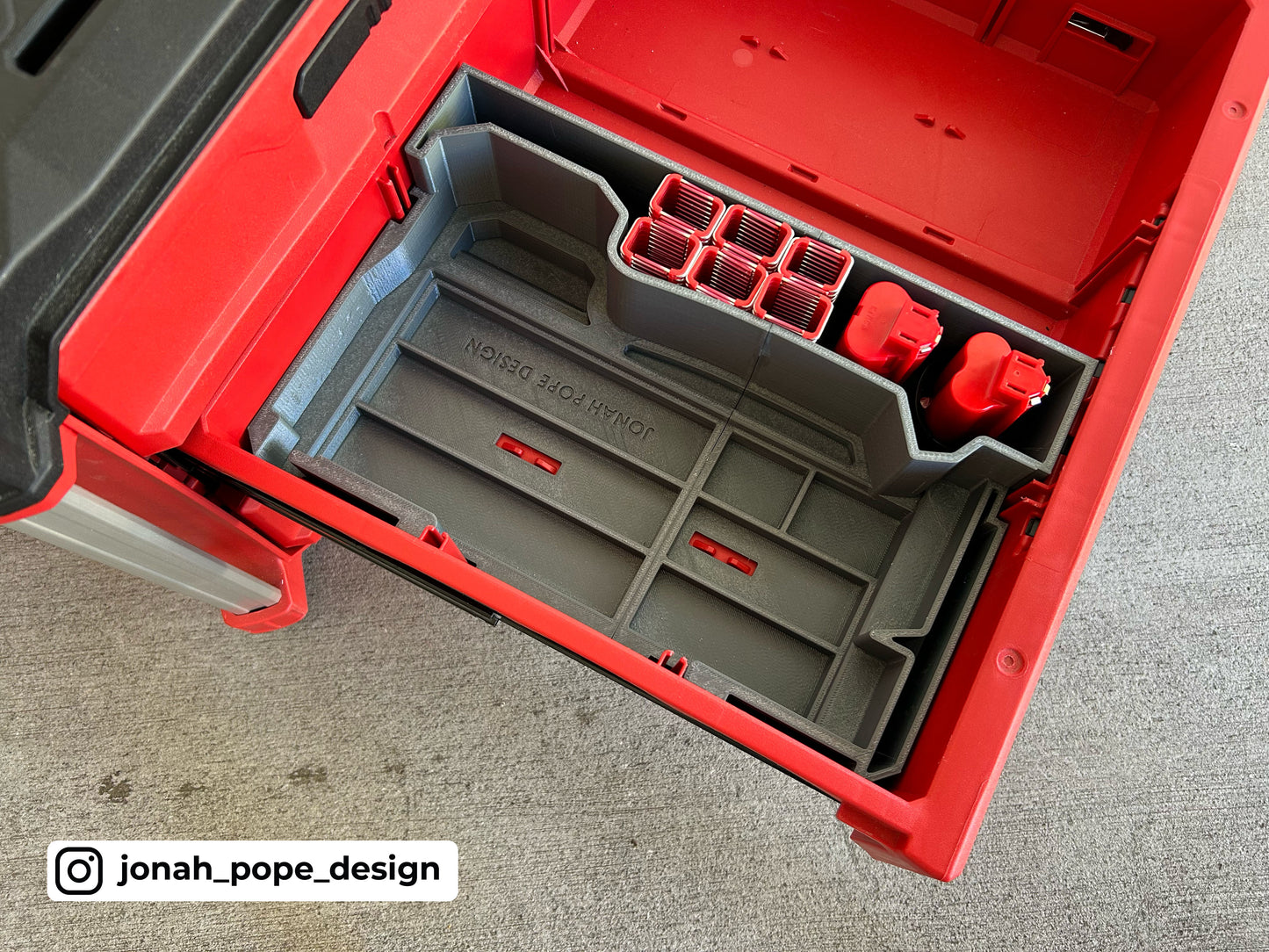 Jonah Pope Design 3d Printed Insert Designed for Milwaukee M12 Cable Stapler and Milwaukee Packout ToolBox Drawer