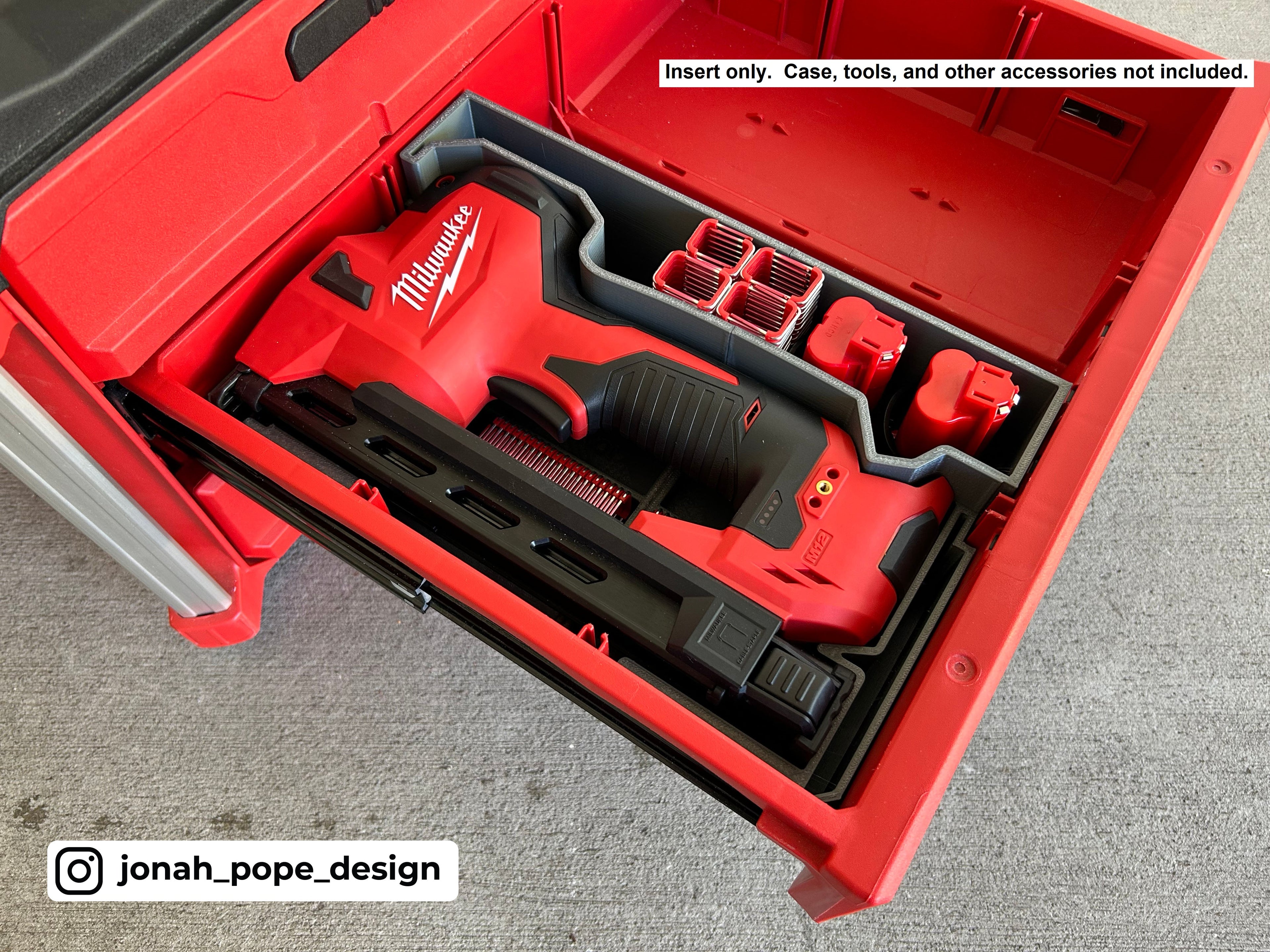 Jonah Pope Design 3d Printed Insert Designed for Milwaukee M12 Cable Stapler and Milwaukee Packout ToolBox Drawer