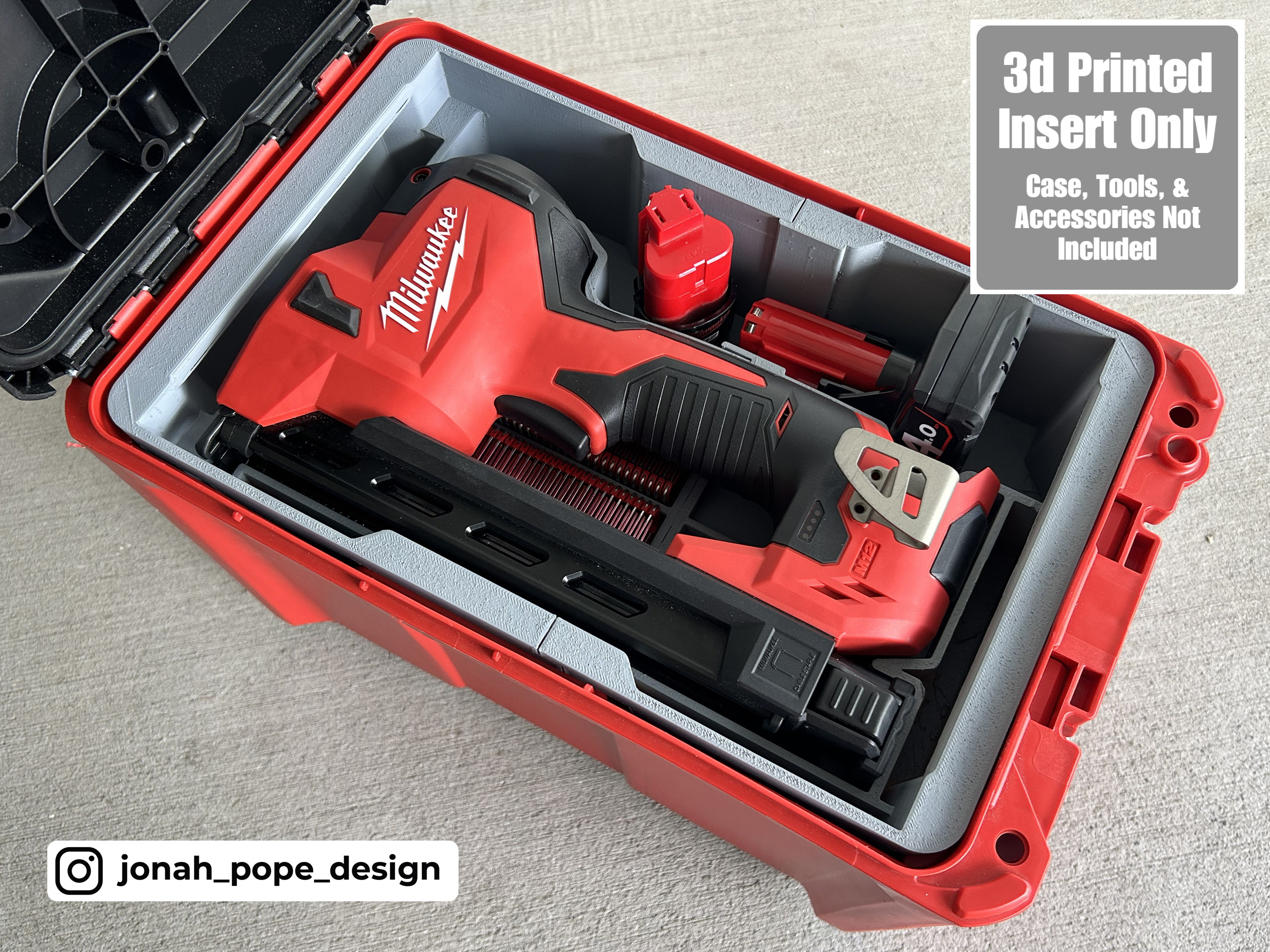Jonah Pope Design 3d Printed Insert Designed For Milwaukee M12 Cable Stapler (UPPER Insert) and Milwaukee Packout