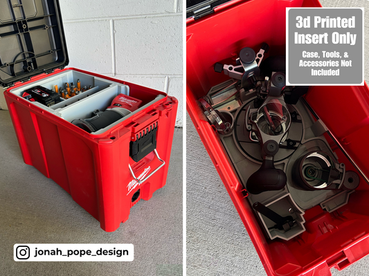 Jonah Pope Design 3d Printed Insert Designed for Milwaukee M18 Compact Router and Milwaukee Packout Ammo Case