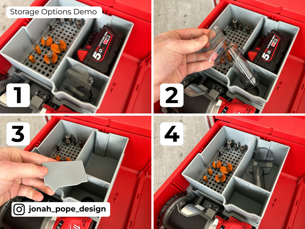 Jonah Pope Design 3d Printed Insert Designed for Milwaukee M18 Compact Router and Milwaukee Packout ToolBox Drawer
