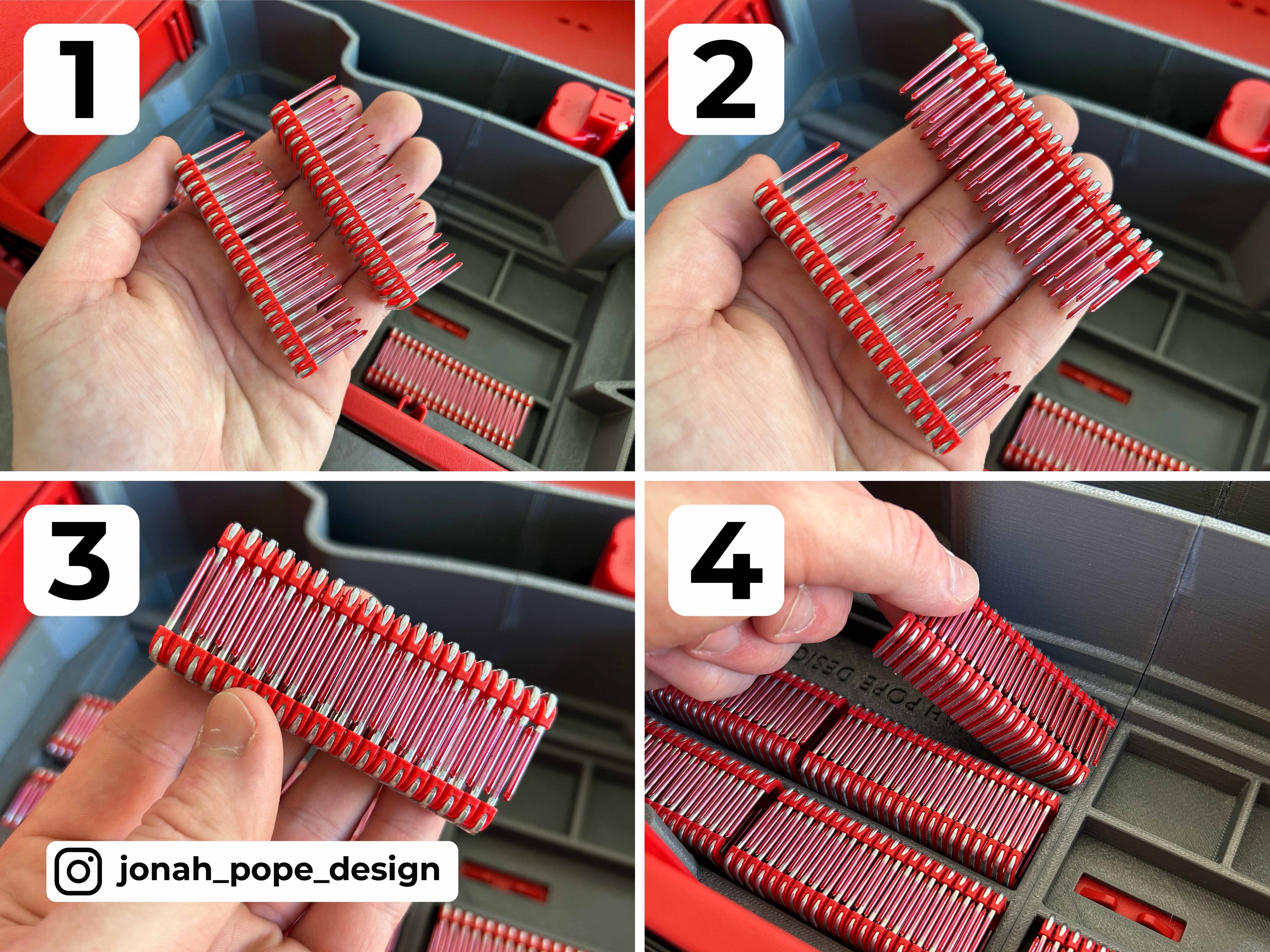 Jonah Pope Design 3d Printed Insert Designed for Milwaukee M12 Cable Stapler and Milwaukee Packout ToolBox Drawer