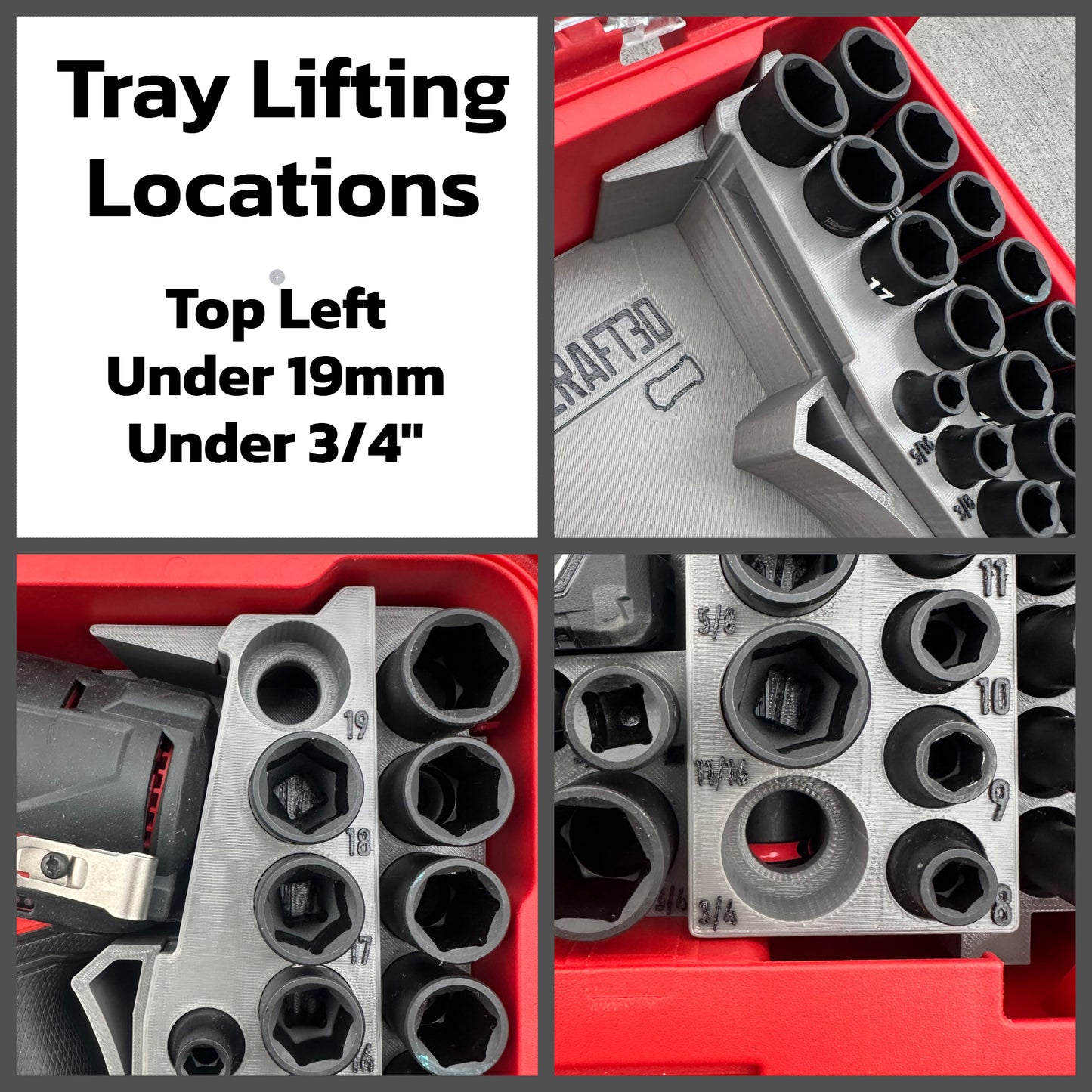TOOLCRAFT3D Design 3d Printed Insert Designed for Milwaukee Packout Organizer and Gen2 M12 Stubby 3/8" Impact (Insert Only)