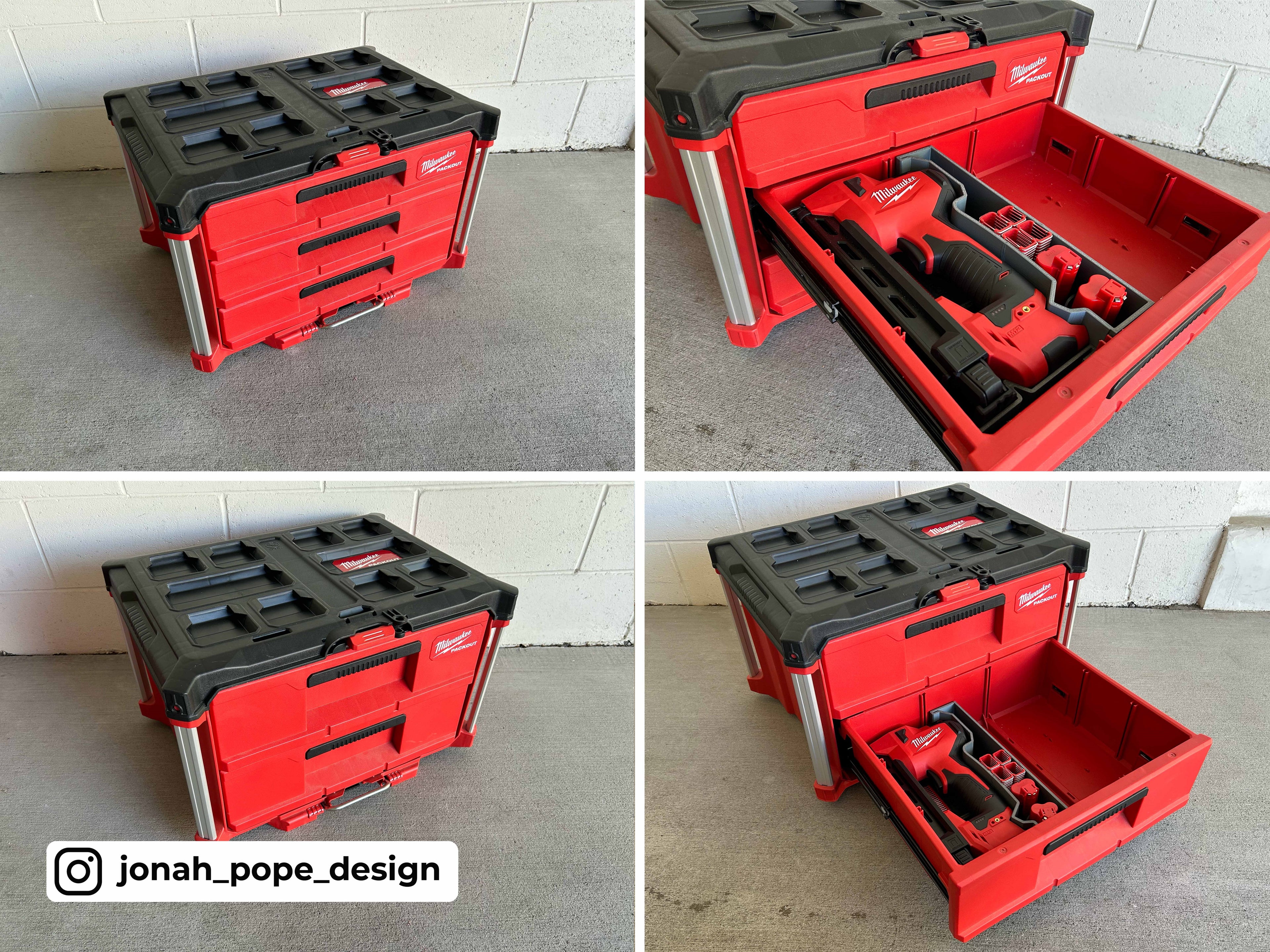 Jonah Pope Design 3d Printed Insert Designed for Milwaukee M12 Cable Stapler and Milwaukee Packout ToolBox Drawer