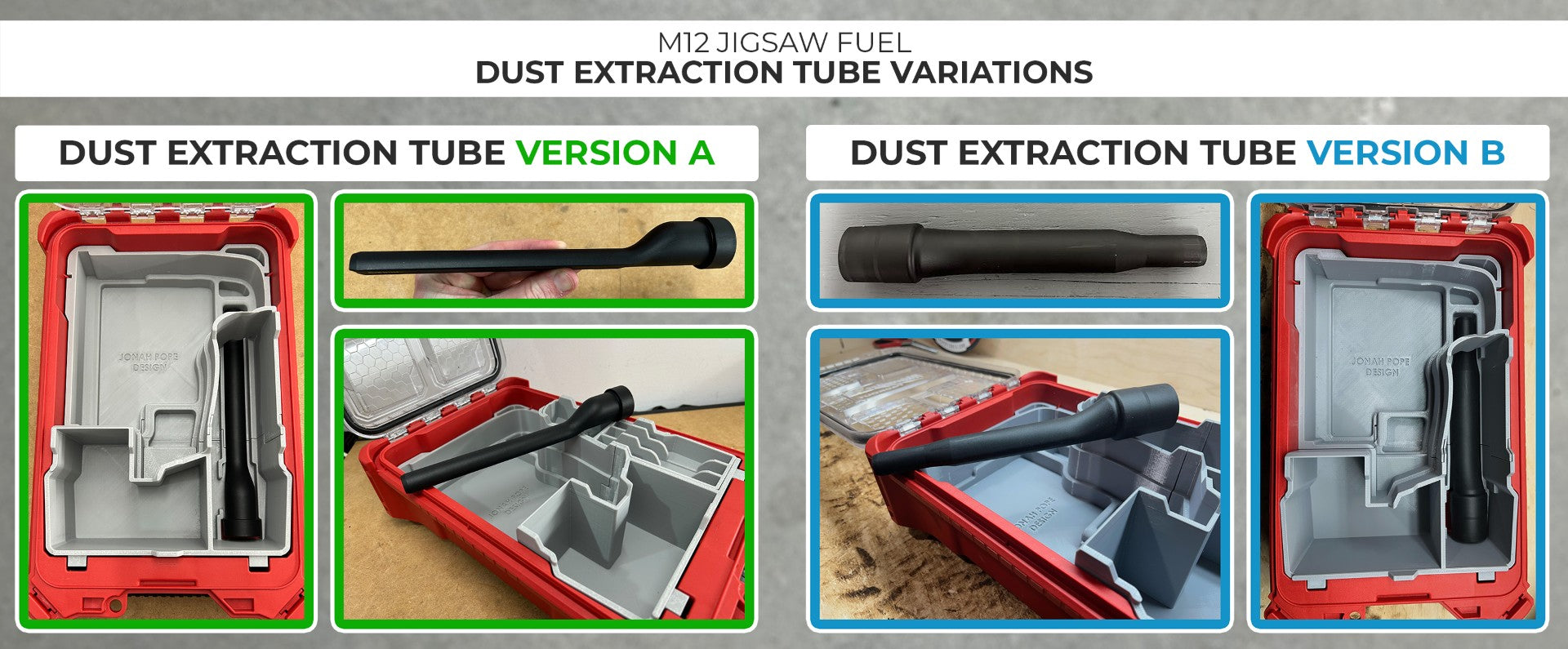 Jonah Pope Design 3d Printed Insert Designed for Milwaukee M12 Fuel Jigsaw Insert and Milwaukee Packout Organizer